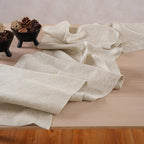 Linen Light Natural Table Runner 72 Inches - 100% Pure Linen Cloth Fabric Hemstitch Table Runner 14 x 72 Inch for Dining, Dresser, Thanksgiving, Fall Christmas - Lino