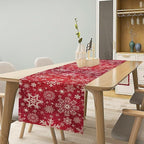 Snowflakes Christmas Table Runner, Winter Holiday Red Table Cloth Kitchen Dining Table Decoration for Home Party Decor 13x108 Inch