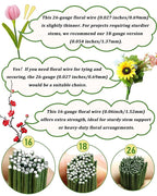 100 PCS FIVEIZERO 26 Gauge Beown Floral Wire Stems for Artificial Flower Making,Florist Wire,Flower Wires for Crafts,Alambre para Flores for Wreaths, Flower Arrangements and DIY Projects