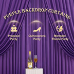 CO-AVE Wrinkle Free Purple Backdrop Curtains for Party Background, Purple Photo Curtains Backdrop Drapes 2 Panels Back Drop Cloth for Wedding Birthday Photography Baby Shower Decor,10ftx10ft