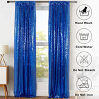 ShinyBeauty Sequin Curtains 2 Panels Royal Blue 2FTx8FT Sequin Photo Backdrop Sequin Backdrop Curtain Pack of 2-1011E