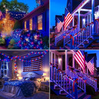 4th of July Decorations Lights Red White & Blue 100 Count 20 Feet Patriotic Mini String Waterproof Independence Day Lights for Indoor Outdoor Christmas Party Patio Memorial Day Décor