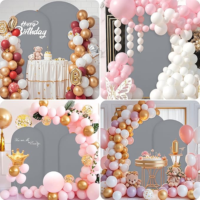Wedding Arch Covers Arch Backdrop Cover Arch Stand Covers 7.2FT 6FT Set of 2 Arch Cover Spandex Fabric Stretchy Backdrop for Wedding Birthday Party Decoration Baby Shower (Smoky Grey)