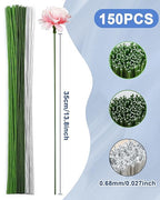 150 PCS FIVEIZERO 26 Gauge MixColor Floral Wire Stems for Artificial Flower Making,Florist Wire,Flower Wires for Crafts,Alambre para Flores for Wreaths, Flower Arrangements and DIY Projects