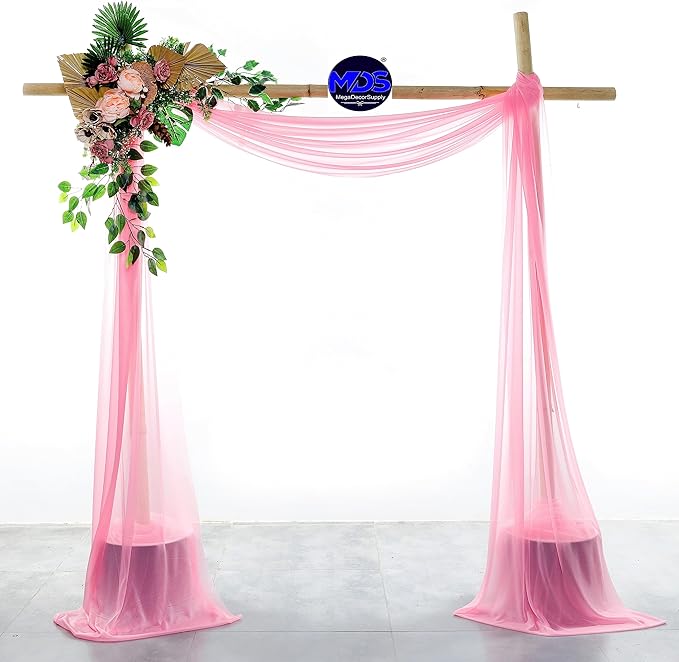 MDS Halloween Chiffon Draping Fabric - 1 Panel, 30" Wide x 40ft Long - Sheer Spooky Arbor & Canopy Drapery for Haunted House Backdrops, Party Ceilings, DIY Costumes & Themed Events - Coral
