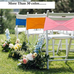MDS Pack of 50 Spandex Chair Sashes Bows Elastic Stretch Dining Chair Bands Ties Without Slider Buckle Universal fits for Wedding Baby Shower Birthday Party Banquet Event Decoration - Silver Grey