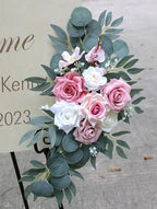 ponatia Artificial Wedding Arch Flowers (Pack of 2), Dusty Rose Wedding Flowers for Wedding Welcome Signs Floral Decorations and Wedding Reception Ceremony Decor (Dusty Rose & Pink & Ivory)