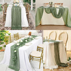 20 Pack Sage Green Cheesecloth Table Runner 10FT Rustic Gauze Fabric Cheese Cloth Table Runner for Wedding Bridal Baby Shower Table Decor 20 x 120 Inch Long Boho Sheer Birthday Party Table Decorations