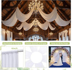 PartyVillage 40ft×15ft White Backdrop Curtain for Wedding Parties, 8 Panels Wrinkle Free 15 FT Long Polyester Photo Backdrop Drapes Back Drop Cloth for Birthday Photography Background