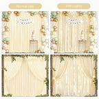 Light Champagne Backdrop Curtains with Lights String for Parties,10x10FT Wrinkle Free Wedding Photo Backdrop Curtains for Baby Shower Birthday Ceremony Reception Home Party Decorations-5ft x 10ft