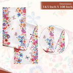 Maison d' Hermine Table Runner 100% Cotton Single Layer Table Runners 108 inches Long Decorative for Home Dining Party Wedding Bridal Shower Spring Summer (Happy Florals - High Summer, 14.50" x 108")