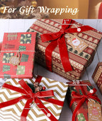 Red Velvet Ribbon 3/8'' 25 Yards for Christmas Tree, Gift Wrapping, Flower Bouquet, Wreath Decorations, Bow Making