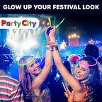 Party City 300 Glow Sticks Bulk Party Pack 8”– Neon Glow in the Dark Party Supplies, Glowsticks with Connectors Bracelets & Necklaces, Light Up Favors for Kids, Adults, Birthdays, Parties, Decorations