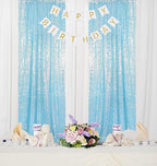 ShinyBeauty 4FTx8FT Iridescent Aqua Sequin Photo Backdrop | Glitter Fabric Wedding Party Background | Mermaid Theme Curtains (2 Panels) - Sparkly & Elegant Decor for Events