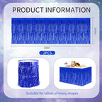 BEISHIDA 2 Pack Dark Blue Table Skirts with Metallic Tinsel Foil Fringe for Rectangle and Round Tables - Birthday & Holiday Party Decorations