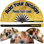 Custom Fans with Your Photo/Text - Personalized Folding Hand Fan for Line Dancing, Weddings, Parties | Decorative Gift for Women, Church Events & Dance Performances (200, 13 Inch)
