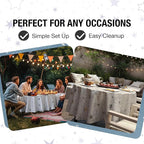 Exquisite Silver Star Tablecloth Plastic 12-Pack Disposable Round Tablecloths 84" Silver Star Table Cloths Round Table Covers Plastic Tablecloth for Party Decorations