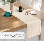 Ruvanti Linen Table Runner 72 Inches, Classic Hemstitch, Washable, Reusable, Non-Slipping, Stain Resistant- Perfect for Parties, Weddings, Dinners, Thanksgiving, Christmas, Indoor use – Natural