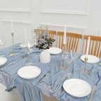 12Pcs Gray-Blue Cheesecloth Table Runner 120 Inch10FT Gray-Blue Rustic Boho Cheesecloth Table Runner Cheese Cloths for Wedding Party Baby Shower Birthday Home Decor Holiday Decorations