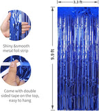 Crosize 2 Pack 3.3 x 9.9 ft Dark Blue Foil Fringe Curtains Party Decorations, Blue Tinsel Curtain Backdrop for Parties, Door Streamers, Glitter Streamer Fringe Backdrop for Birthday Decoration