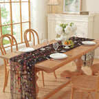 Black Embroidery Daisy Fall Table Runner 120Inch 10FT Florals Soft Sheer Tulle Fabric Table Runner for Home Decor, Brithday, Wedding, Baby Shower ,Holiday ,Parties, DIY Craft,3PC