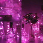 Wine Bottle Lights with Cork, Battery Operated 20 LED Cork Shape Silver Wire Colorful Fairy Mini String Lights(No Bottles) for DIY, Party, Decor, Christmas, Halloween,Wedding (3, Pink)
