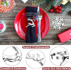 ZeeDix Silver Reindeer Christmas Napkin Rings Set of 12, Napkin Holder Ring for Christmas Dinner Table Decor Cloth Napkins, Wedding Receptions, Holiday Party, Banquet and Home Kitchen