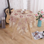 Round Embroidered Lace Tablecloth Vintage Decorative Exquisite Border Table Cover for Party Wedding Home Decorations, Round-70 inch, Red