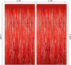 Red Tinsel Backdrop, 2Pack Fringe Curtains, Red Foil Tinsel Party Streamer Backdrop Curtains, Engagement Wedding Photo Backdrop Party Decorations for Wedding Anniversaries Christmas Baby Shower Decors