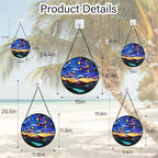 Stained Glass Window Hanging, Blue Sky Gold Stars Abstract Landscape Suncatcher for Doors Window Home Sun Catchers Decor Mother's Day Birthday Gifts for Women, Men Mom 6.3 in