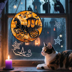 Stained Glass Window Hanging - Halloween Pumpkin Carriage Suncatcher for Doors Window Garden Indoor Spooky Funny Orange Sun Catchers Gothic Decor Horror Gifts for Women Men Friend 11.8 in