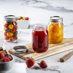 [6 Pack] 16 oz. Regular-Mouth Glass Mason Jars with Metal Airtight Lids and Bands for 1 Pint Canning, Preserving, & Meal Prep