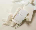 Modern Album Designs White Vow Books with Ribbons (Set of 2) - 5.625 x 4 Minimalist Pocket Sized Wedding Ceremony Vow Renewal Speech Notebook Journal, Gift for Bride & Groom To Be, 48 Lined Pages