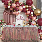 QueenDream Sparkly Sequin Tablecloth - Black GoldTable Cloth 50x80 Inches Rectangle Table Overlay Fabric for Birthday Parties Baby Shower Decoration