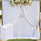 50ftx10ft Wrinkle Free White Backdrop Curtain for Party Background, 10 Panels Silky Polyester Photo Backdrop Drapes Back Drop Cloth for Wedding Birthday Photography Baby Shower Photoshoot Decor