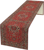 Vintage Boho Floral Table Runner, Rustic Country Farmhouse Red Black Retro Flower Pattern for Home Kitchen Table Decor Dining Coffee Room Party Decor 13x60in