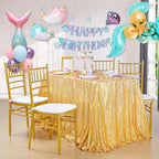 QueenDream Glitter Gold Tablecloth for Parties 90x156 Inch Sequin Fabric Rectangle Table Cloth for Wedding Birthday Banquet