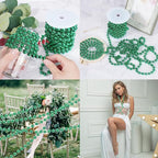 Faux Pearl Bead Garland - 10mm Christmas Tree Beads 11 Yards Green Pearl Strands Spool Roll for Wedding Party Christmas Tree Decoration