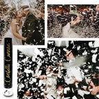 6 Pack White Confetti Poppers, 12 Inch Confetti Cannon Party Poppers Shooters for Gender Reveal, Birthday, Wedding, Graduation, Anniversary, Parties, Christmas, New Year's Eve