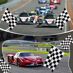 12 Pack Checkered Small Stick Flag 12x18 Inch Black and White Racing Hand Held Race Car Flags Decorations