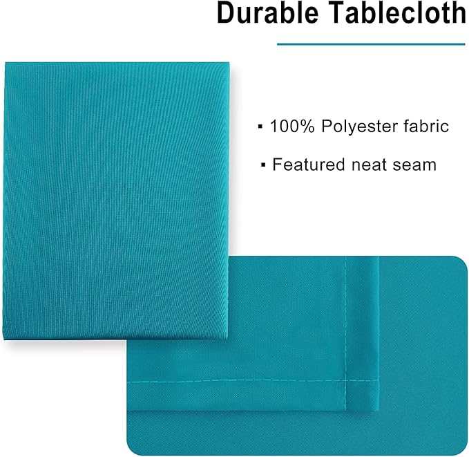 Hiasan Rectangle Tablecloth - Waterproof and Spillproof Washable Fabric Table Cloth for Dining Room Kitchen and Outdoor Use, Turquoise, 60 x 84 Inch