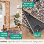 Bloom Rugs Washable Non-Slip 9' x 12' Rug - Dark Blue/Beige Traditional Medallion Area Rug for Living Room, Bedroom, Dining Room, and Kitchen - Exact Size: 9' x 12'
