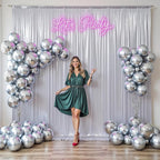 gogoparti 10x10FT Silver Sequin Backdrop Curtain - 2 Panels of 5x10FT Wrinkle-Free Glitter Drapes for Photography, Birthdays, Weddings & Graduations