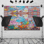 Colorful Graffiti Brick Wall Backdrop Banner - Abstract Street Art Photography Background for Hip Hop Party, 80s 90s Disco, Birthday Wedding Decor, Studio Props & Booth Supplies 98x65 Inch