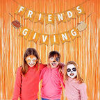 Orange Tinsel Curtain Party Backdrop - GREATRIL Foil Fringe Curtain Party Streamers for Fall/Thanksgiving Day/Birthdays/Doorway/Easter/Coco Theme/Day of The Dead Party Decorations 2 Packs