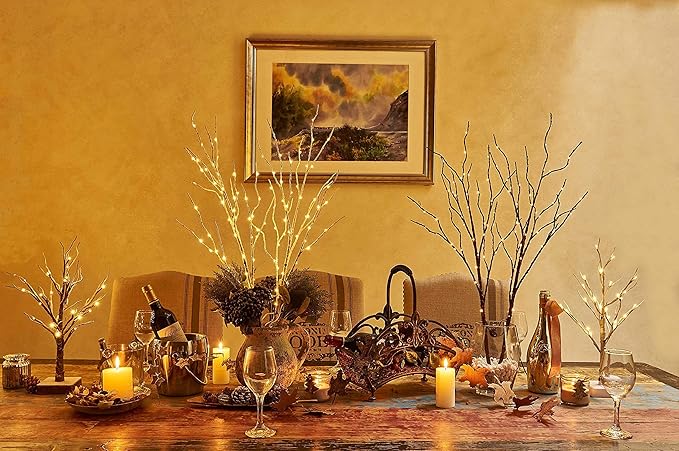 Birchlitland Lighted Birch Branch Battery Operated with 8 Functions 100 LED 32IN Multi Color and Warm White Lights, Artificial Tree Branch with Warm,Fireplace Christmas Holiday Decoration