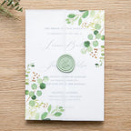 PONATIA 50 PCS Vellum Jackets for 5x7 Invitation Cards- 135GSM Green Eucalyptus Vellum Sleeves, Wedding Invitations Wraps Transparent Christmas Gift Cards Jackets