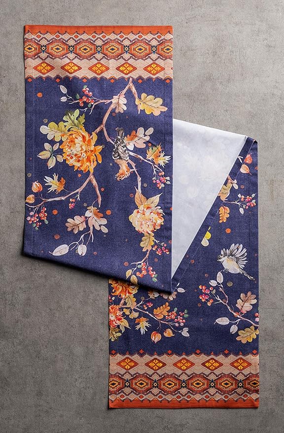Maison d' Hermine Table Runner 100% Cotton Single Layer Table Runners 90 inches Long for Thanksgiving Christmas Decorations Home Kitchen Dining Party Wedding (Kelim - Infinity, 14.5" x 90")