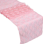 MDS Pack of 15 Wedding 12 x 108 inches Lace Table Runner for Wedding, Decorations for Birthday Parties, Banquets, Graduations, Engagements, and Runners fit Rectangle, Round Table- Blush Pink