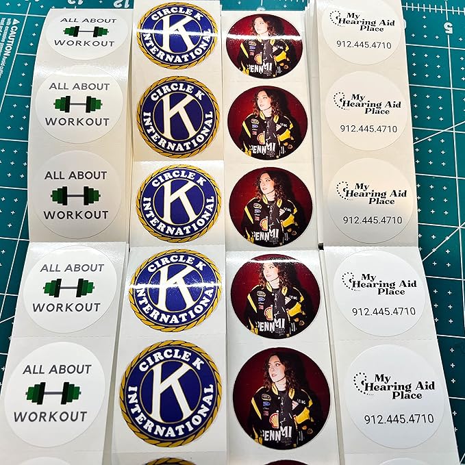 150 Custom Circle/Square BOPP Roll Labels- Personalized Stickers for Business Logo, Party, Wedding Favor, Baby Shower-Any Design Text + Image, Matte/Gloss Finish (1.5 Inch Circle)